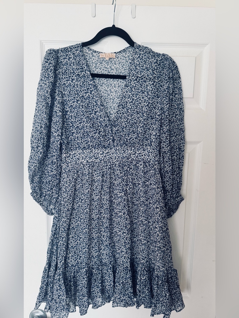 By TiMo navy Floral V-Neck Midi Dress